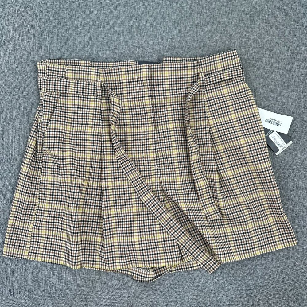 New! Worthington Plaid Shorts High Waisted Belted Pleated Sz 16 MSRP: $40 Tan .. - Picture 2 of 12